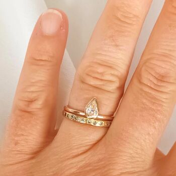 Pear Diamond Solitaire Ring On 18ct Gold, 5 of 5
