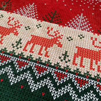 Christmas Deer Cushion Cover With Red, Green And White, 2 of 8