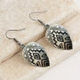 Metallic Grey And Black Aztec Design Earrings, thumbnail 1 of 3