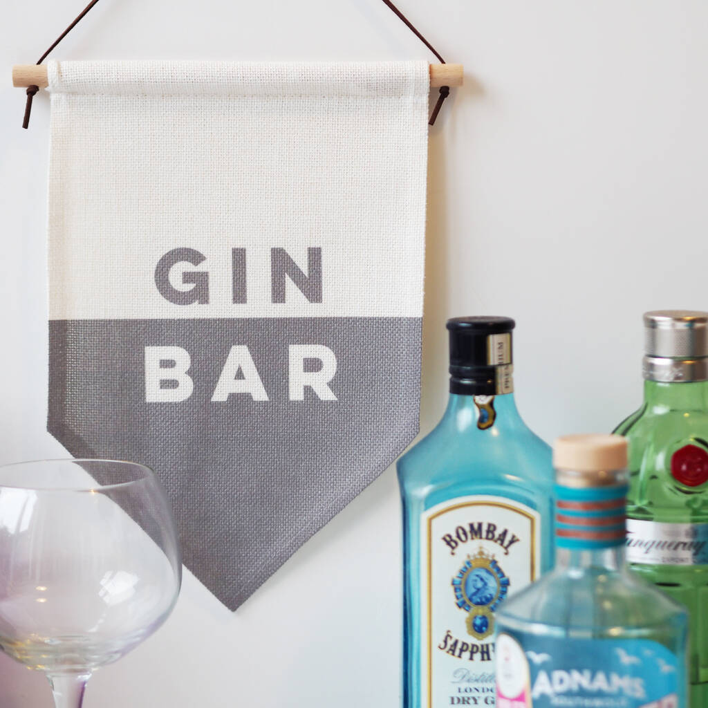 Gin Bar Linen Wall Hanging Flag By Sweetlove Press