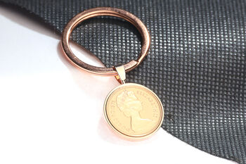 1976 50th Birthday Decimal One Penny Coin Keyring, 4 of 5