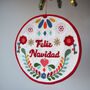 Punchneedle Feliz Navidad Kitsch Christmas Wreath, thumbnail 2 of 4