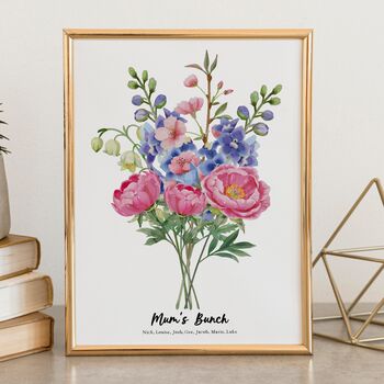 Personalised Birth Flower Mum's Bunch Print, 3 of 10