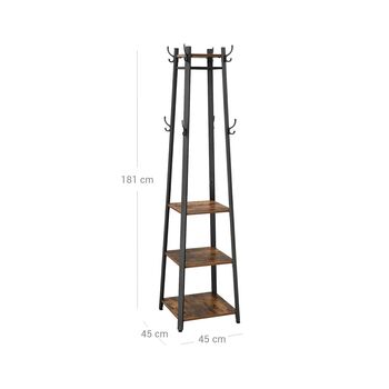 Industrial Coat Rack Stand With Three Shelves, 6 of 7