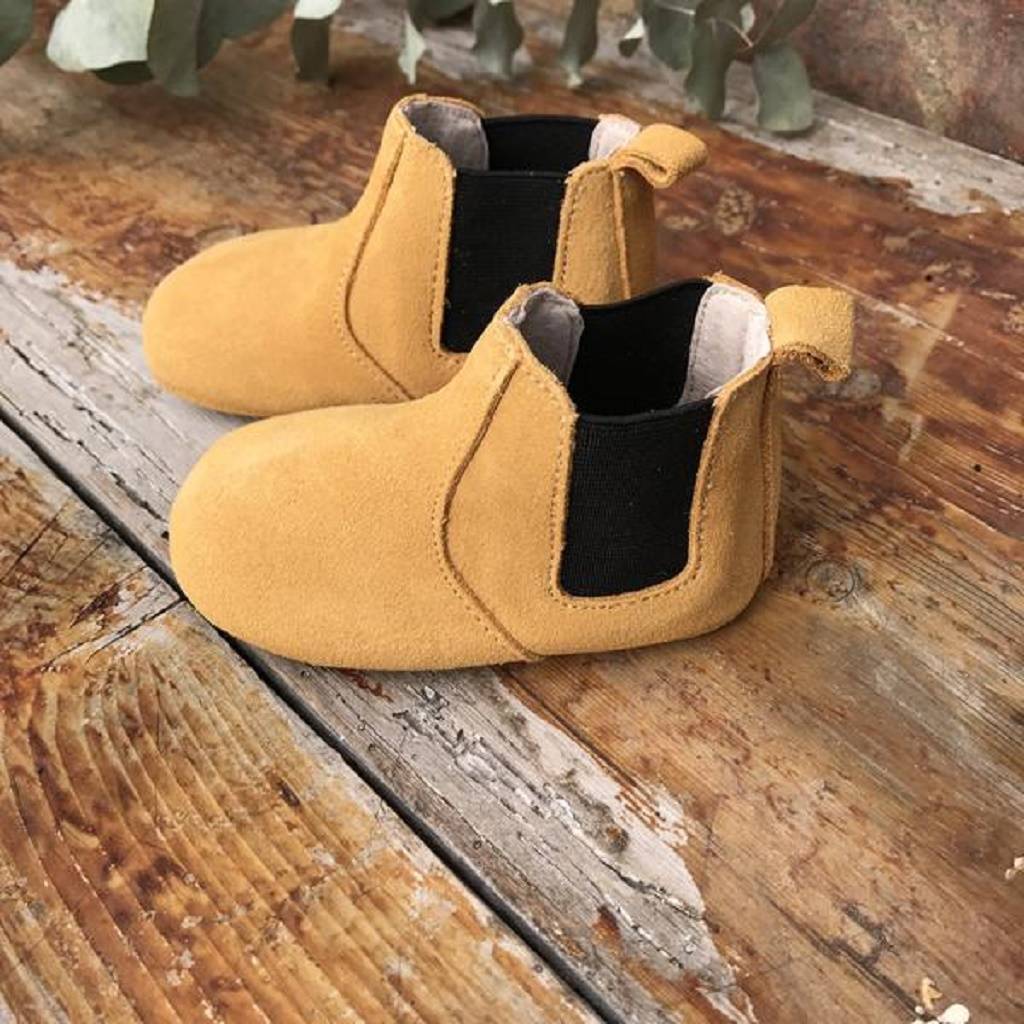 'ochre chelsea boots' for baby and toddler by bohemia's closet