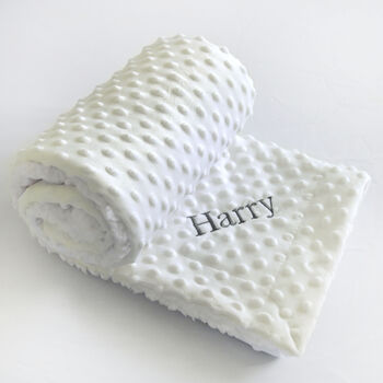 Personalised Off White Bobble Sherpa Baby Blanket, 2 of 6