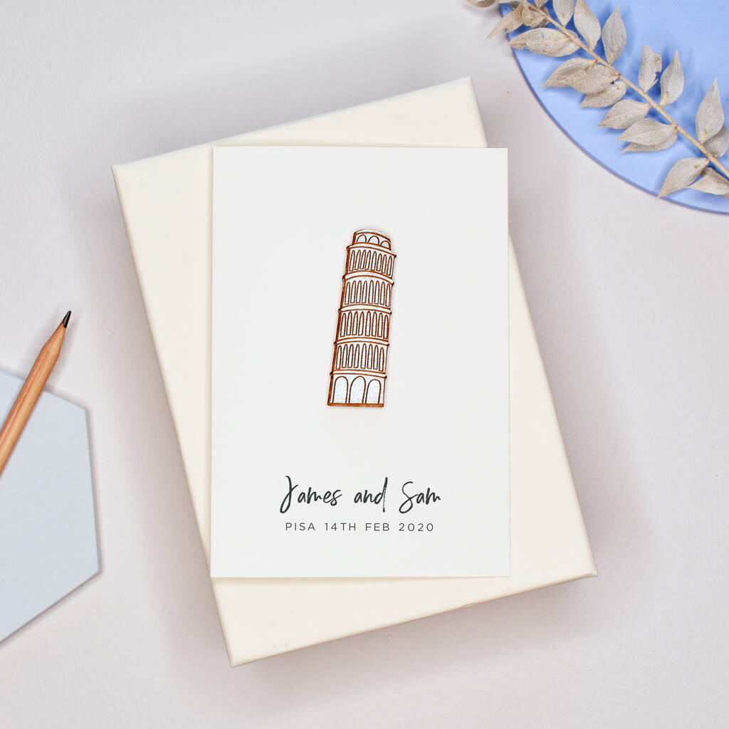 Tower Of Pisa Personalised Engagement Card, 1 of 10