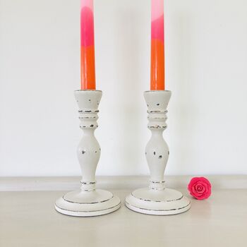 Pair Of Vintage Hand Painted Candlesticks ~ 27, 4 of 6