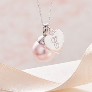 Pearl Pendant Necklace In Silver With Initial, 9 of 12