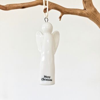 Porcelain Hanging Christmas Angel Decoration, 2 of 4