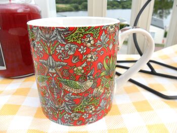 Jumbo Mug In Red Strawberry Thief Design, 7 of 8