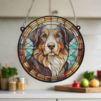 Bernese Mountain Dog Stained Glass Effect Suncatcher, 4 of 6