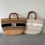 Personalised Lena Rope Stripe Bamboo Handle Tote Beach Bag, thumbnail 3 of 6