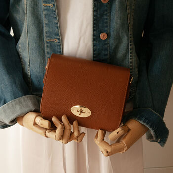 Small Satchel Style Caramel Leather Crossbody, 3 of 11