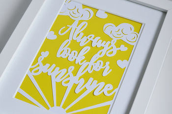 Unframed Paper Cut 'Always Look For Sunshine' Print, 4 of 4