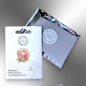 Peony Flower Enamel Lapel Pin Brooch, 5 of 8