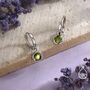 Genuine Peridot Hoop Earrings In Sterling Silver, thumbnail 3 of 10