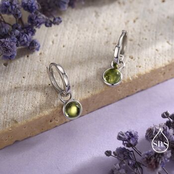Genuine Peridot Hoop Earrings In Sterling Silver, 3 of 10