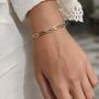 14 K Gold Oval Link Bracelet With Pave Zirconia Detail,Box Clasp Bracelet Jewellery Gift For Her, thumbnail 4 of 4
