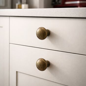 Antique Hammered Brass Round Drawer Knob, 7 of 8