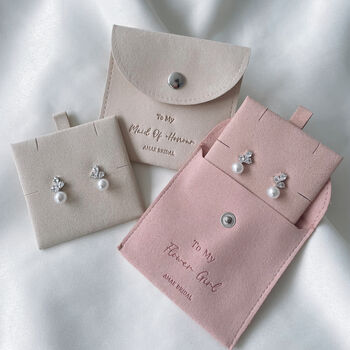 Bridesmaid 925 Sterling Silver Diamonte Earrings Maid Of Honour, 5 of 5