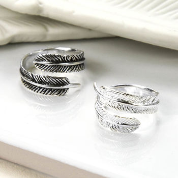 Sterling Silver Angelic Feather Ring, 2 of 7