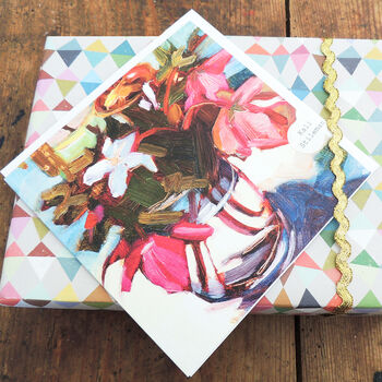 Hellebores And Vinca Greetings Card, 4 of 5