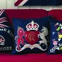 Navy Coronation Lion And Unicorn Souvenir Cushion, thumbnail 1 of 3