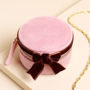 Velvet Bow Mini Round Jewellery Case, 5 of 10