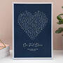 Personalised Song Lyrics Heart Print, Favourite Song Gift, thumbnail 1 of 7