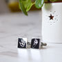 Engraved Hand Or Foot Print Square Cuff Links, thumbnail 1 of 4