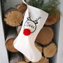 Pom Pom Rudolph Personalised Christmas Stocking, thumbnail 1 of 8