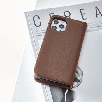Personalised Leather Flip Phone Case | Tan, 2 of 5