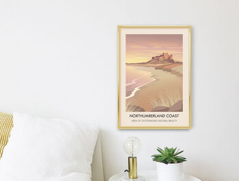Northumberland Coast Aonb Travel Poster Art Print, 2 of 8