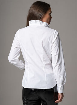Lara White Fitted Blouse With Elizaethan Pleated Collar, 3 of 4