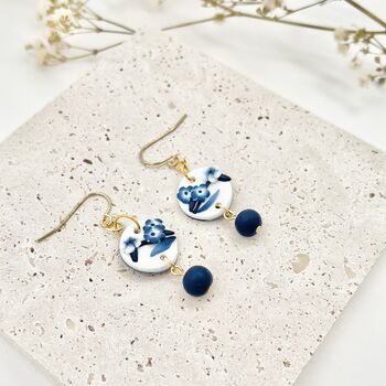 Handmade Clay Blue Floral Jewellery Gift Set, 3 of 5