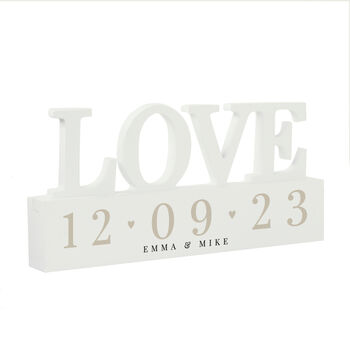Personalised Date Wooden Love Block Sign Ornament, 4 of 4