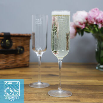 Personalised Mr And Mrs Champagne Flute Set Of Two, 2 of 10
