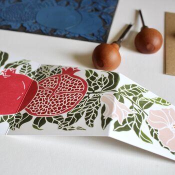 Festive Folded Pomegranate Greeting Card, 2 of 10