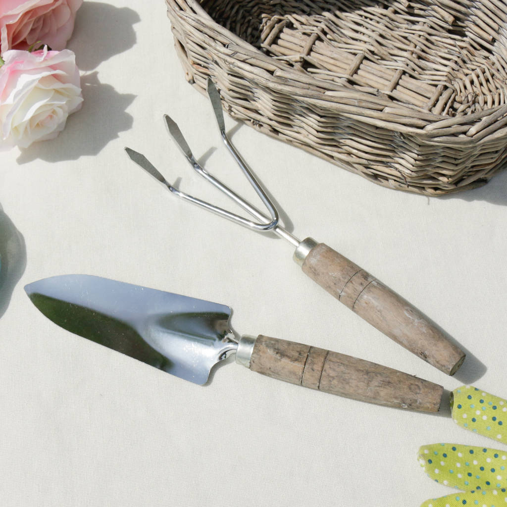 personalised willow basket with garden tools by dibor