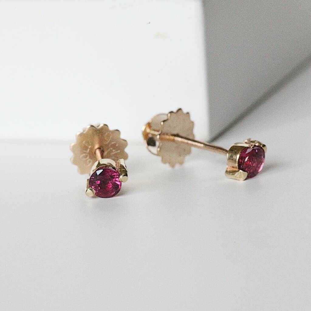 9ct Gold Ruby Stud Earrings By AMULETTE | notonthehighstreet.com