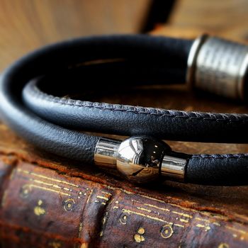 Men's Secret Message Silver And Leather Bracelet, 6 of 8