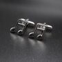 Music Note Silver Cufflinks Gift For Musicians 316 L Stainless Steel, thumbnail 2 of 4