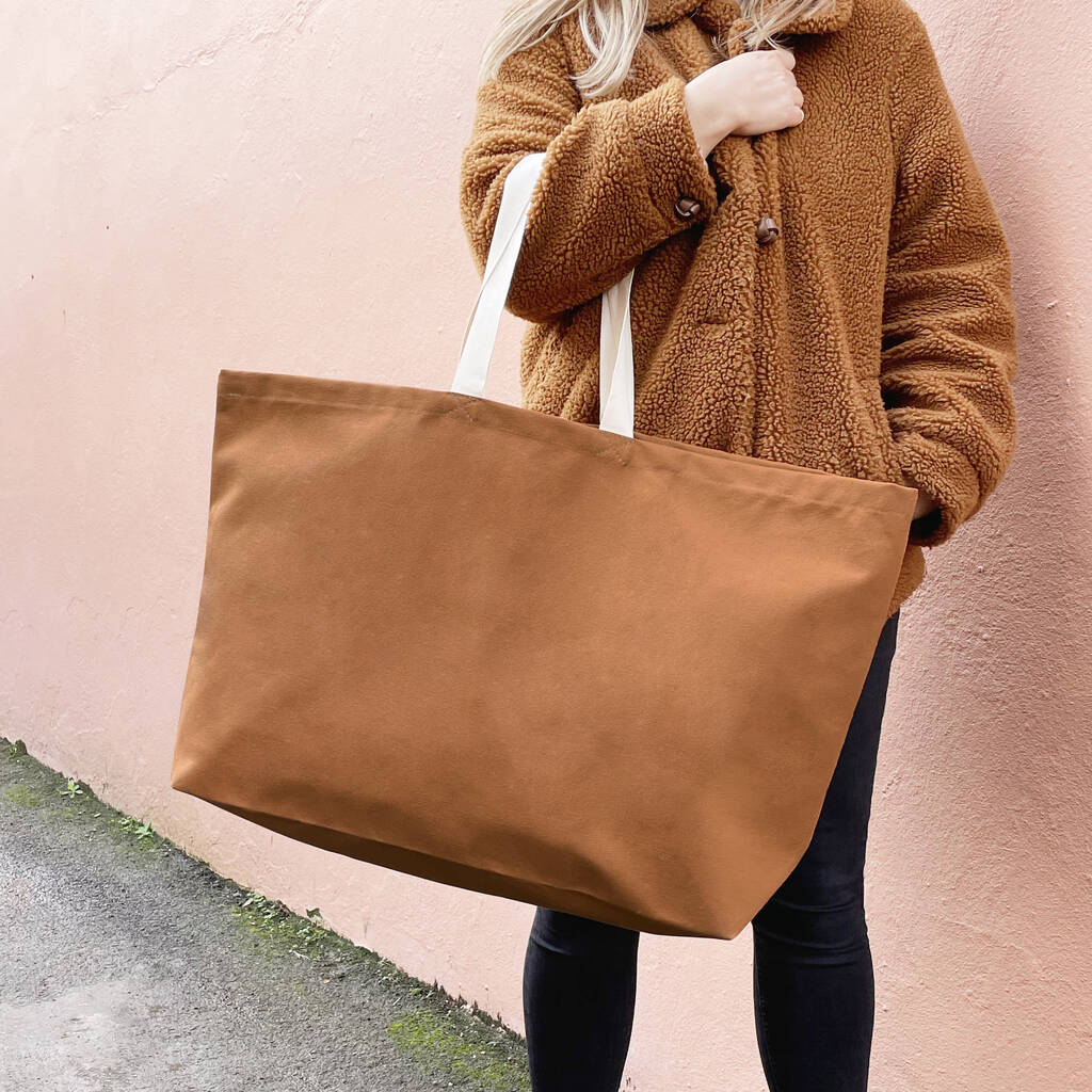 Oversized Tan Canvas Tote Bag By Alphabet Bags | notonthehighstreet.com