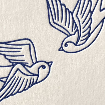 'Swallow Tattoo' Style Letterpress Card, 3 of 3