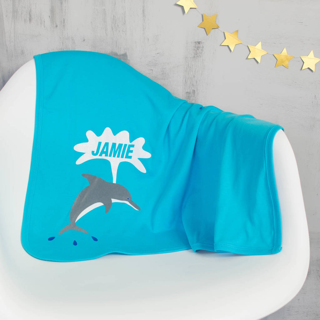 Personalised Dolphin Baby Blanket By nickynackynoo