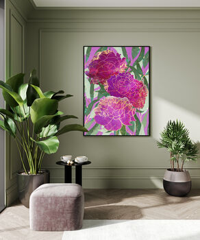 Custom November Birth Flower Peonies Art Print, 5 of 7