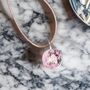 Light Pink Leather Dandelion Pendant Necklace Gift, thumbnail 1 of 7
