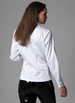Barbara White Evening Blouse With Bow And Rosette, 3 of 4