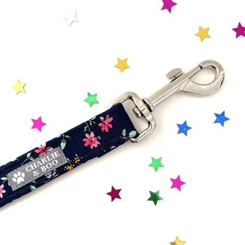 Navy Floral Dog Lead/Leash, 2 of 7
